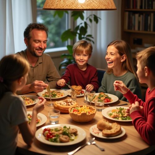 Famiglia a tavola.